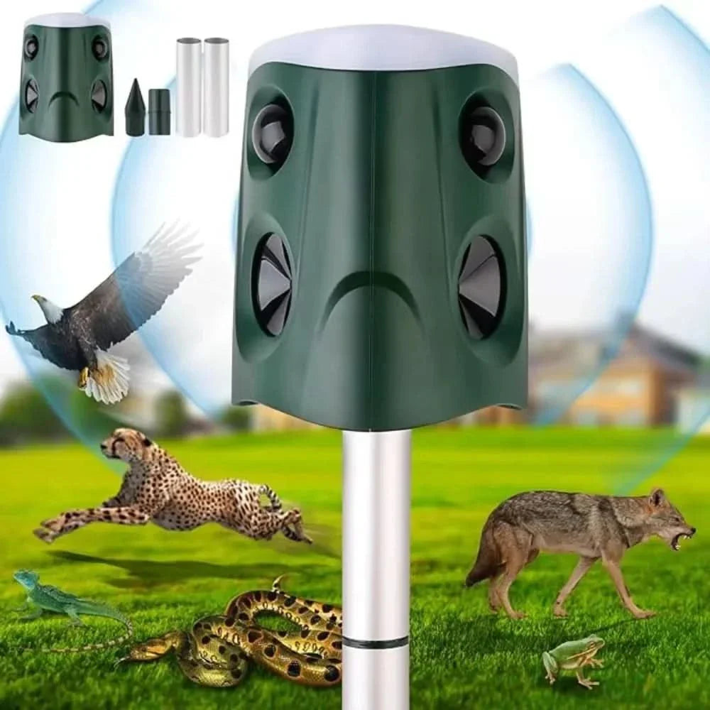 Lisslune | ULTRAGUARD ANIMAL REPELLER – Ultrasonic Animal Repeller with LED Light – Weatherproof & Battery Operated for Garden & Outdoor Use
