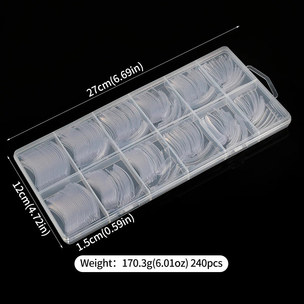 Rynx | 240PC Hawk Curve Long Square Plastic Nails 12 Size XXL Extra Deep Curve Full Cover Acrylic Artificial Tips Eagle Claw Nail Extension Tip