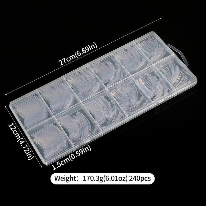 Rynx | 240PC Hawk Curve Long Square Plastic Nails 12 Size XXL Extra Deep Curve Full Cover Acrylic Artificial Tips Eagle Claw Nail Extension Tip