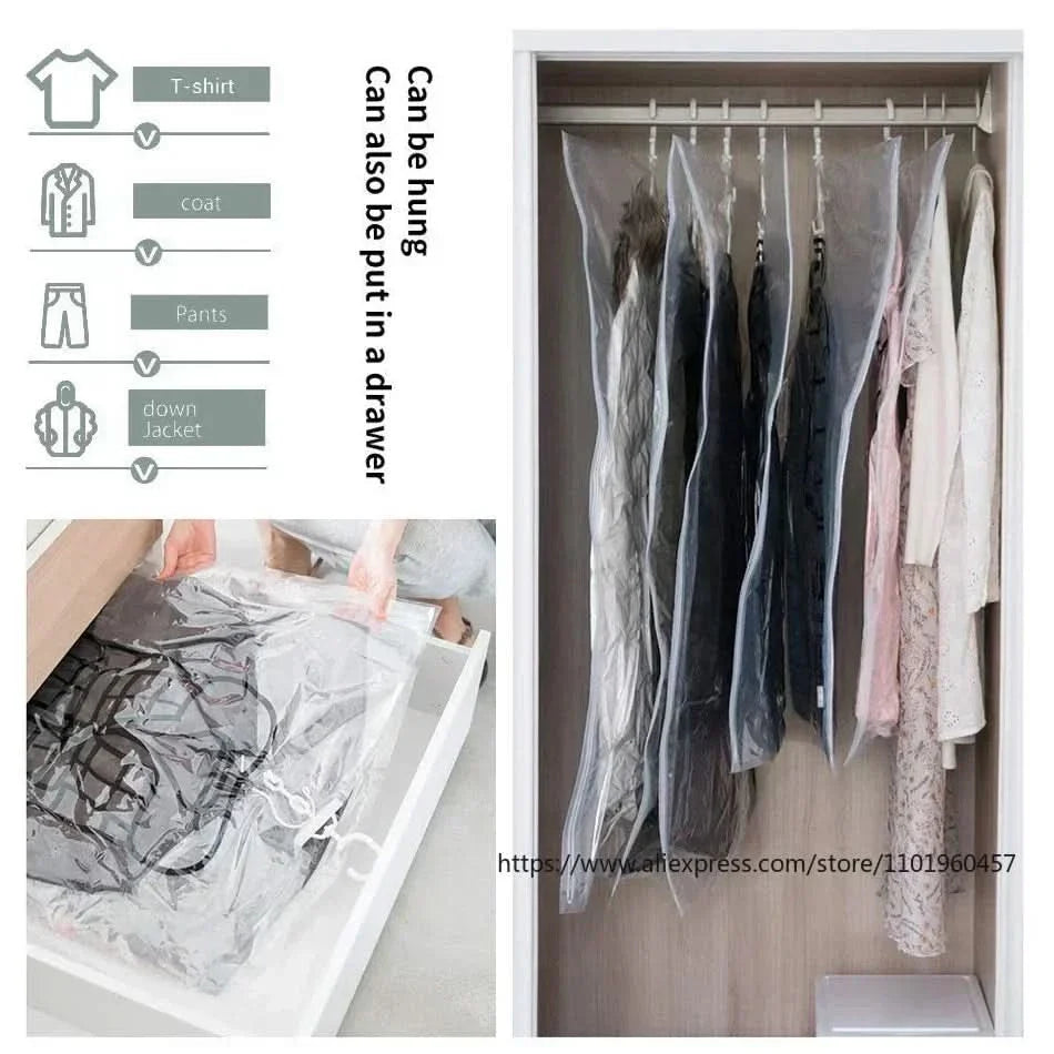 Lisslune | VACUUM STORAGE BAGS – Hanging Vacuum Storage Bags for Clothes – Space Saving & Dustproof (Set of 3)