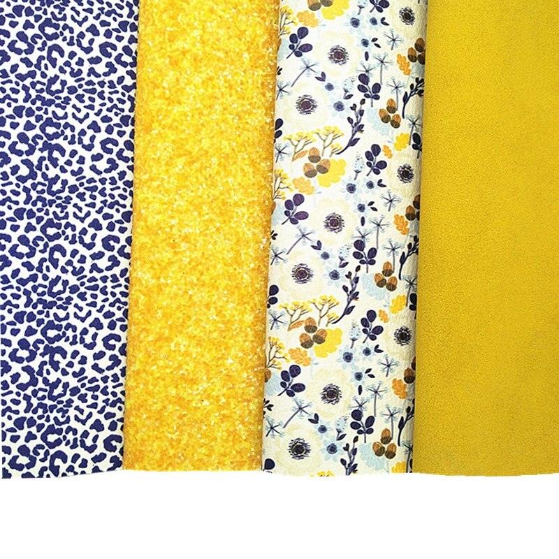 Lisslune | Sparkling Yellow Leopard Print Suede Craft Sheets - A Must-Have for Creative Projects