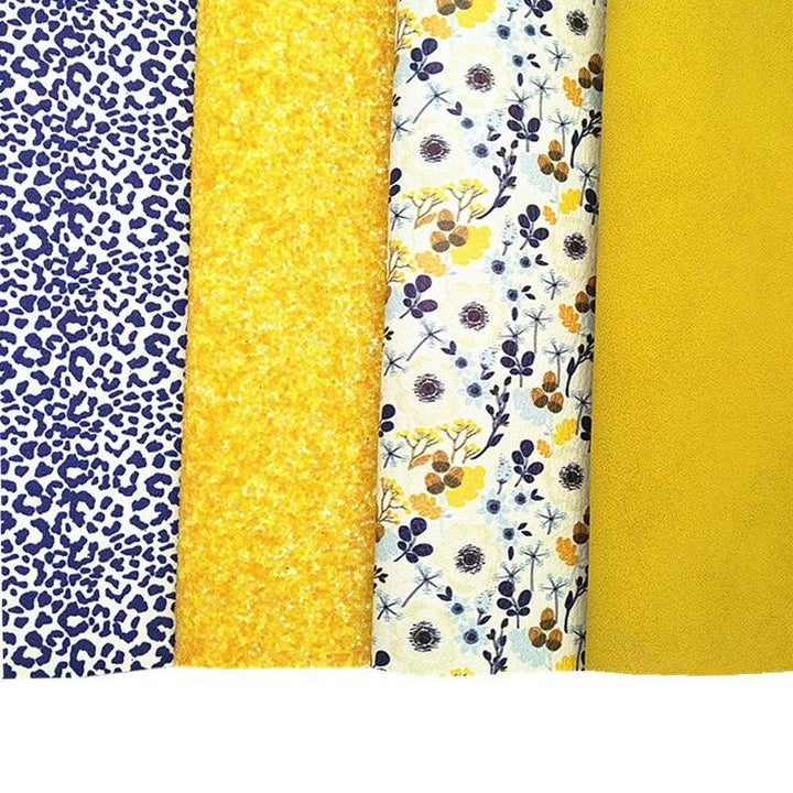 Lisslune | Sparkling Yellow Leopard Print Suede Craft Sheets - A Must-Have for Creative Projects