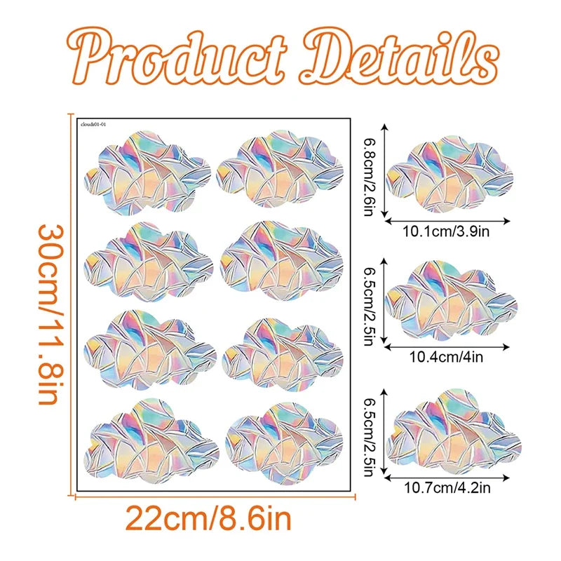 Rynx Rainbow Suncatcher Window Sticker PVC Cat Butterfly Prism Glass Wall Sticker Home Kids Bedroom Decoration Self-Adhesive Decor