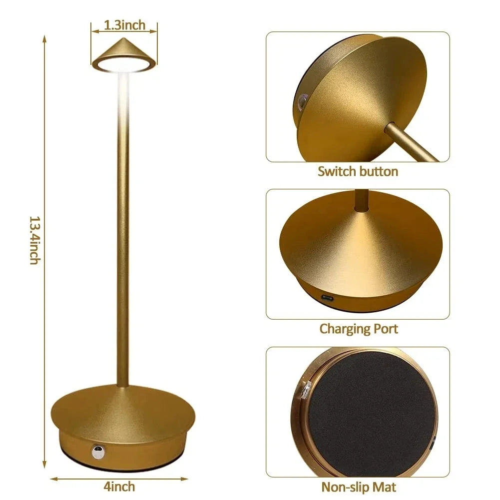 Lisslune | Rechargeable Table Lamp Creative Dining Room Touch Led Hotel Bar Coffee Pina Pro Table Lamp Decorative Desk Lamp