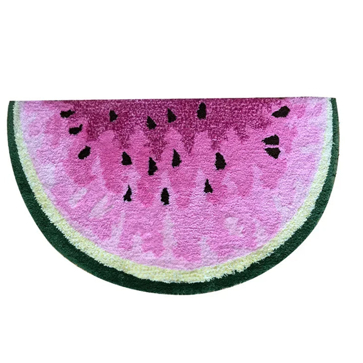 Rynx | Creative soft thick plush cup semi-round round watermelon-shaped floor mat non-slip absorbent kitchen bath rug machine washable