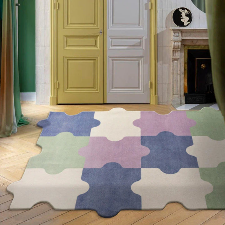 Rynx | Creative Style Rugs for Living Room Luxury Bedroom Decor Puzzle-Shaped Rug Home Plush Doormat Fluffy Soft Washable Rug