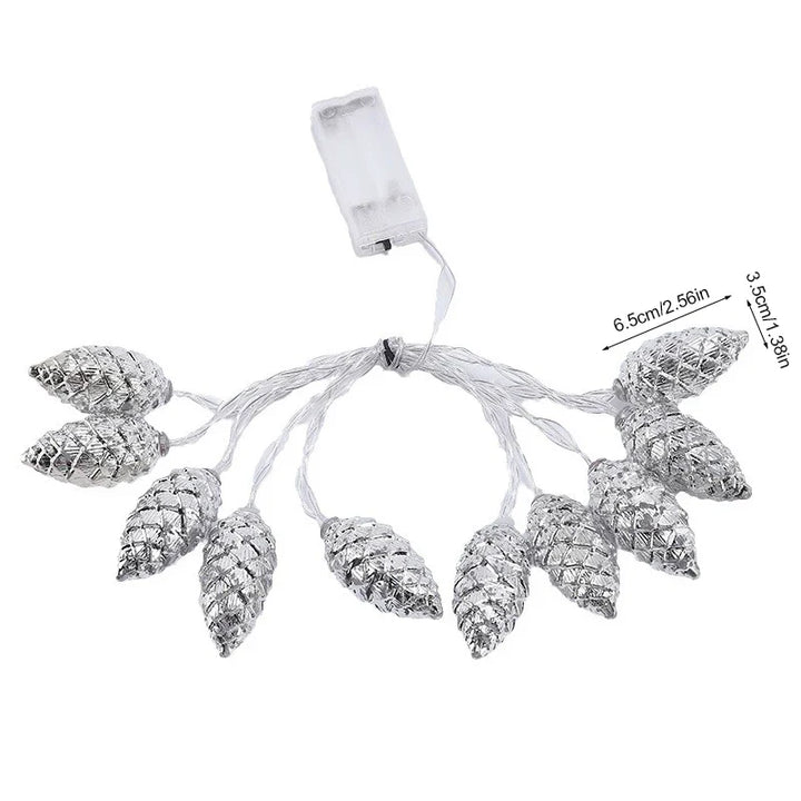 Rynx 1.6M 10LED Pine Cone String Lights Christmas Tree Hanging Ornaments Merry Christmas Fairy Lights Home Decor 2025 New Year