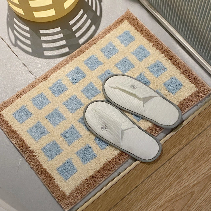 Rynx | Tufting Grids Bath Mat Bathroom Rug Bathroom Mat Rug Entrance Mat Floor Non-Slip Mat Aesthetic Home Decor 40x60cm