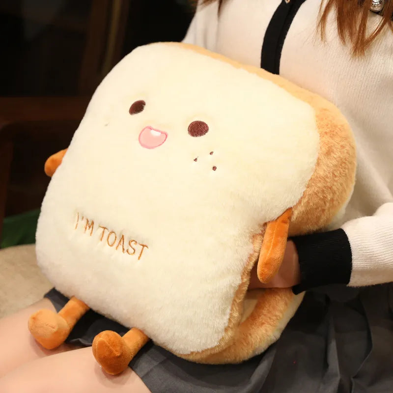 Lisslune | New 1pc 35cm Plush Bread Cushion Sweet Simulation Food Toast Soft Doll Warm Hand Cushion Home Decoration Kids Toy Birthday Gift