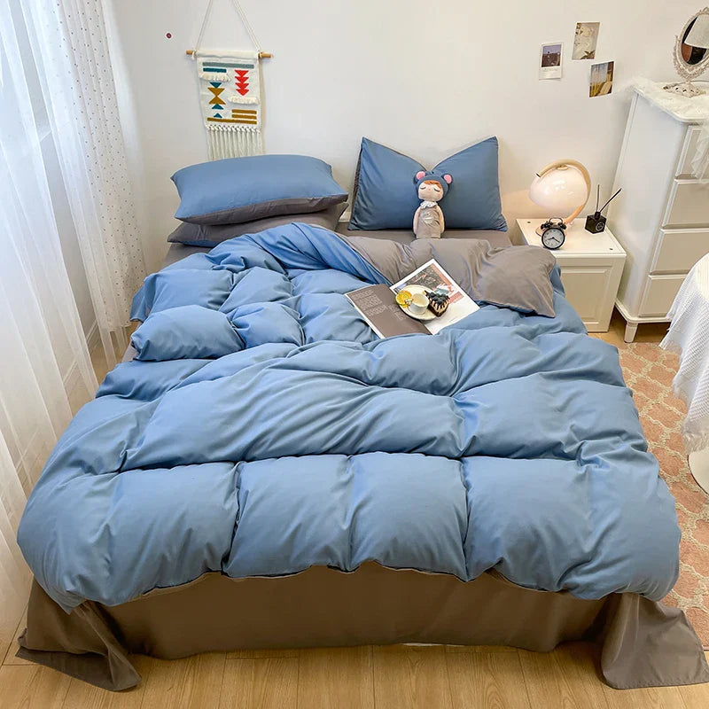Rynx | Black Bedding Set Soft Bedding Washable Cotton Duvet Cover Pillowcase and Bed Sheet bedding set Home Bedding