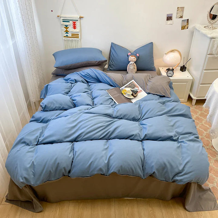 Rynx | Black Bedding Set Soft Bedding Washable Cotton Duvet Cover Pillowcase and Bed Sheet bedding set Home Bedding