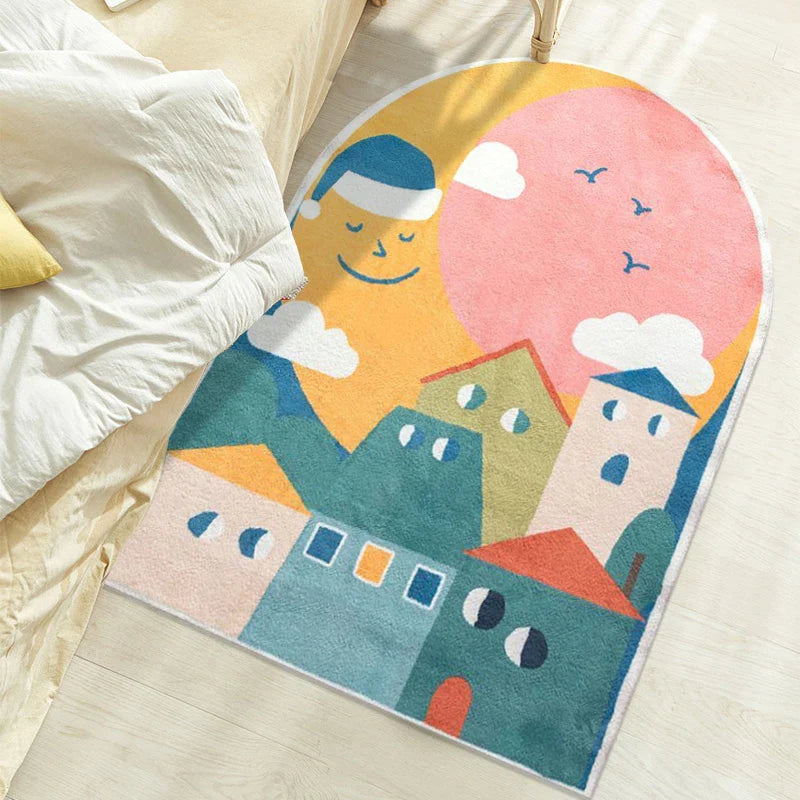 Rynx | Arch Cloud Living Room Rug Sweet Children's Room Rug Fluffy Soft Playroom Rug Oversized Cartoon Rug Wallpaper Carpet