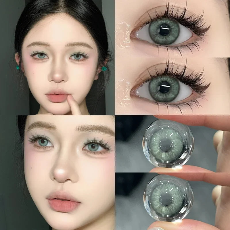 Lisslune | 2 Piece Myopia Colored Contact Lenses for Eyes Green Contact Lenses High Quality Soft Lens Prescription Beauty Pupil