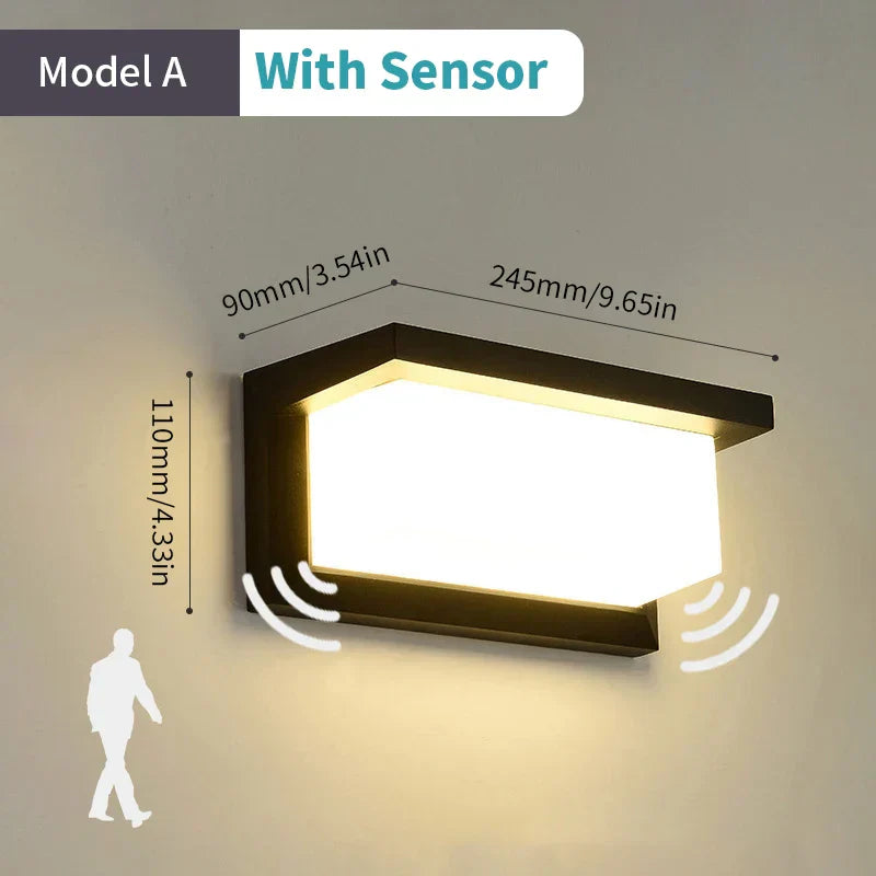 Lisslune | LED wall light with radar motion sensor – 16W waterproof light for indoor and outdoor use, cold and warm white light, AC85-265V