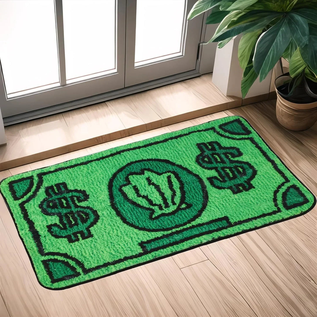 Rynx | Cartoon Money Rug Waterproof Doormat Fluffy Rug Non-Slip Doormat Halloween Decor Banknote Rug for Bathroom Hallway Balcony