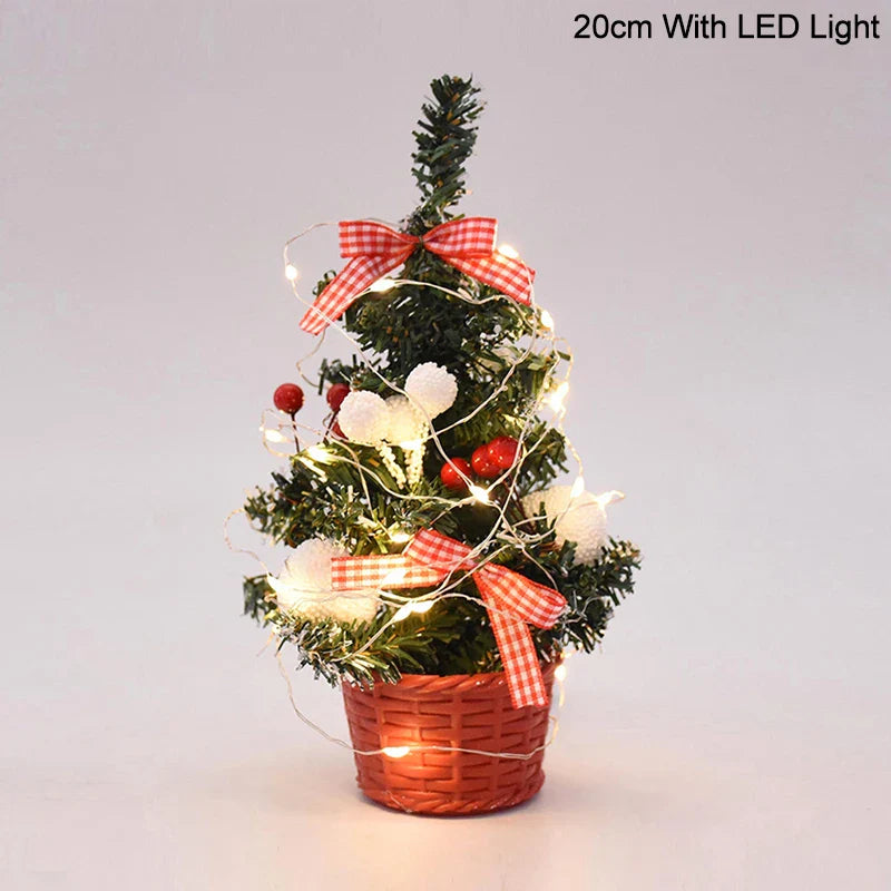 Rynx 20/30cm Artificial Christmas Tree Table Ornament with LED Light Balls Christmas Decoration for Home New Year Gift Mini