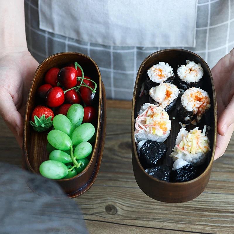 Lisslune | Elegant Japanese Wooden Bento Box - Eco-friendly Portable Lunch Container for Meals, Sushi, and Snacks