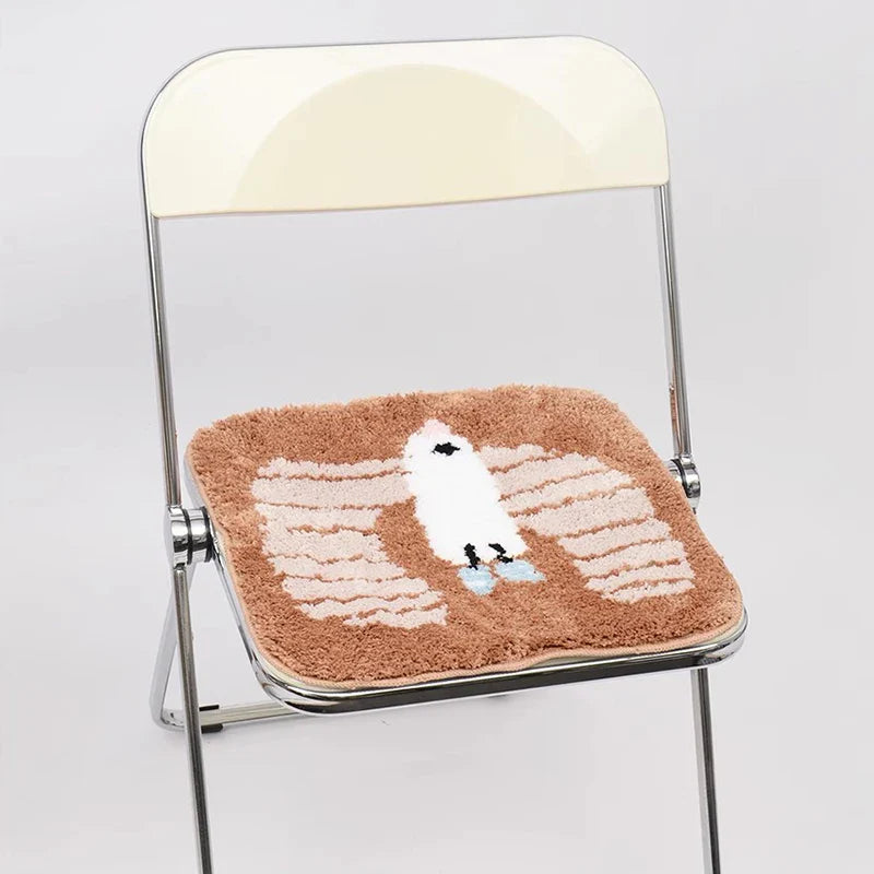 Rynx | Cartoon Tufting Seat Cushion Soft Round Square Bird Pine Cone Floor Chair Pad Home Office Warm Decoration Autumn Winter 40x40cm