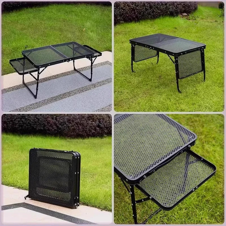Rynx | New Outdoor Foldable Net Table Iron Net Table Lifting Table Outdoor Picnic Foldable Table Portable Double Ear Camping Table