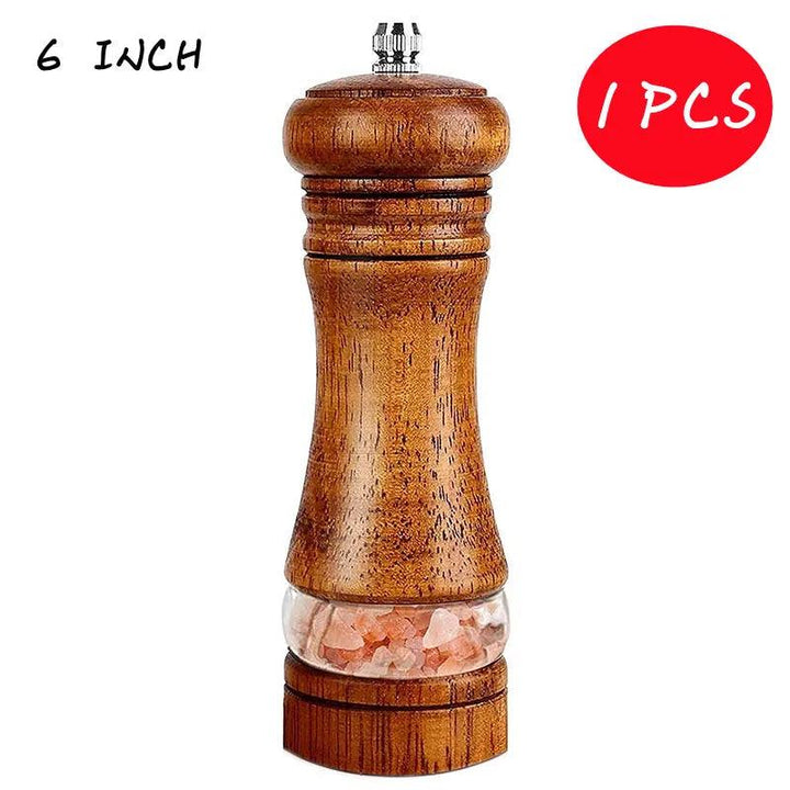 Lisslune | Vintage Handcrafted Wooden Spice Mill Set - 6-Inch Gourmet Salt and Pepper Mills
