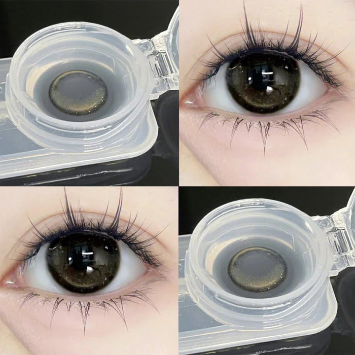 Lisslune | 2 Piece Set Colored Contact Lenses for Eyes Brown Colorful Lenses Natural Round Lens with Diopters Beautiful Pupil