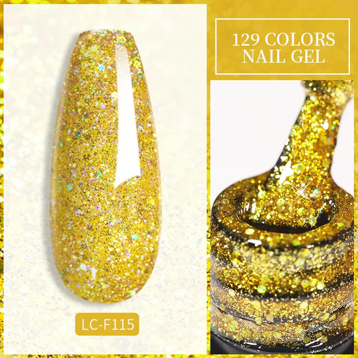Rynx | 7ml Glitter Gel Nail Polish Semi Permanent Sequins Soak Off UV Gel Colorful DIY Nail Art Polishes