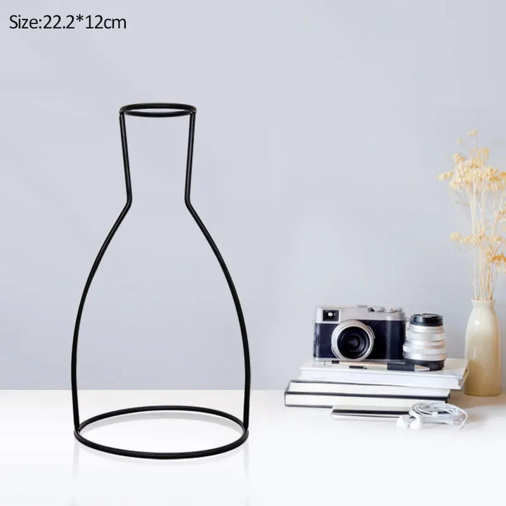 Rynx Retro Iron Line Table Flower Vase Pot Ornament Metal Plant Holder Nordic Styles Flower Vase Home Garden Decorations Wedding