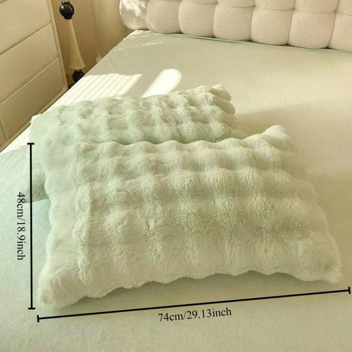 Rynx | Rabbit Plush Pillowcase 48x74cm 2 pcs. Soft Warm Fluffy Reversible Pillowcase Decorative Pillowcase for Beds Home Decoration