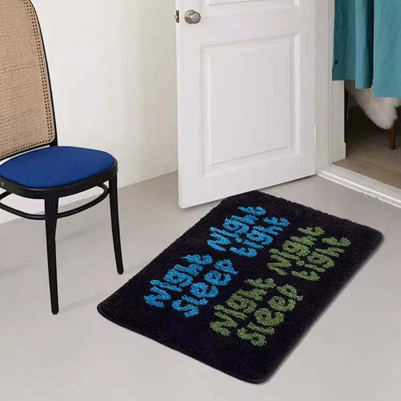 Rynx | Chic Tufting Letters Bathroom Mat Soft Bath Mat Floor Mat Living Area Rug Non-Slip Hallway Rug Aesthetic Home Decor 40x60cm