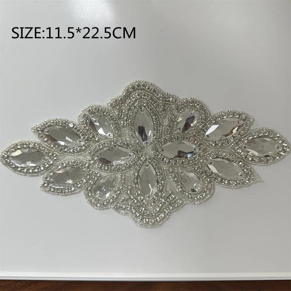 Lisslune | Shining Silver Rhinestone Flower Appliqué: Elegant Fashion Upgrade Accessory