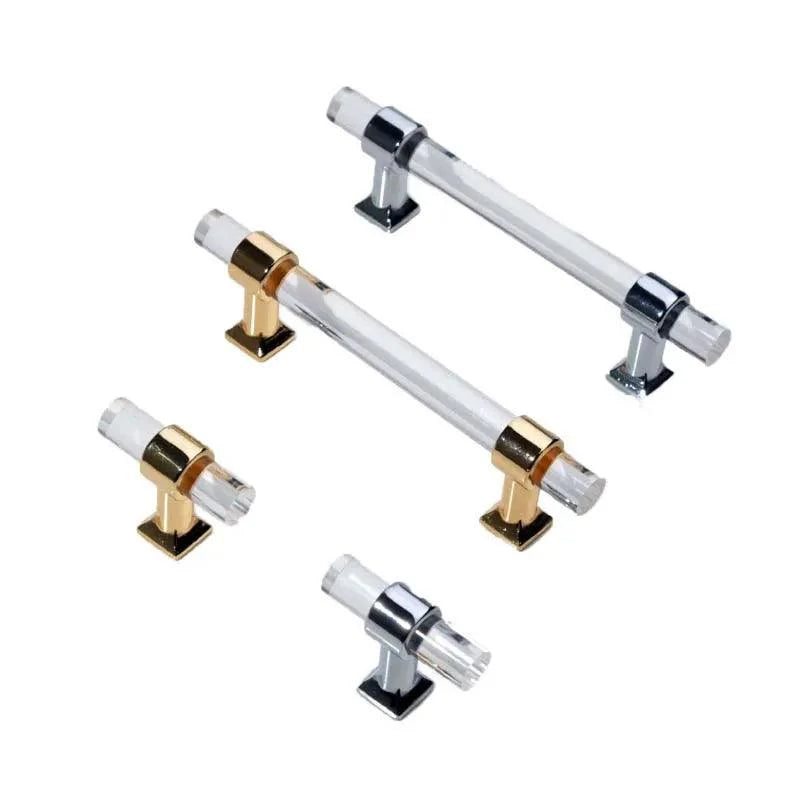 Lisslune | Luxurious gold acrylic drawer knobs with crystal embellishments - Stylish cabinet handles