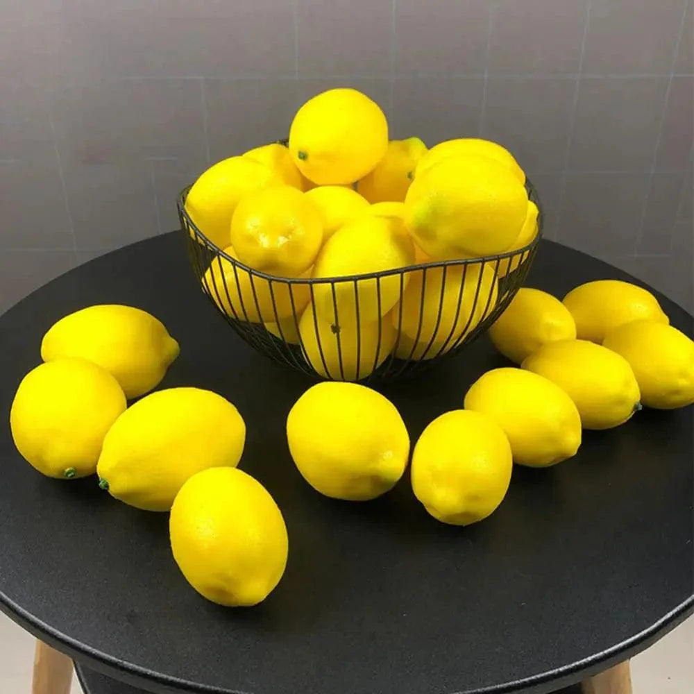 Lisslune | 12 pieces Realistic Artificial Lemons - Artificial Fruit Decoration for Kitchen and Home Styling