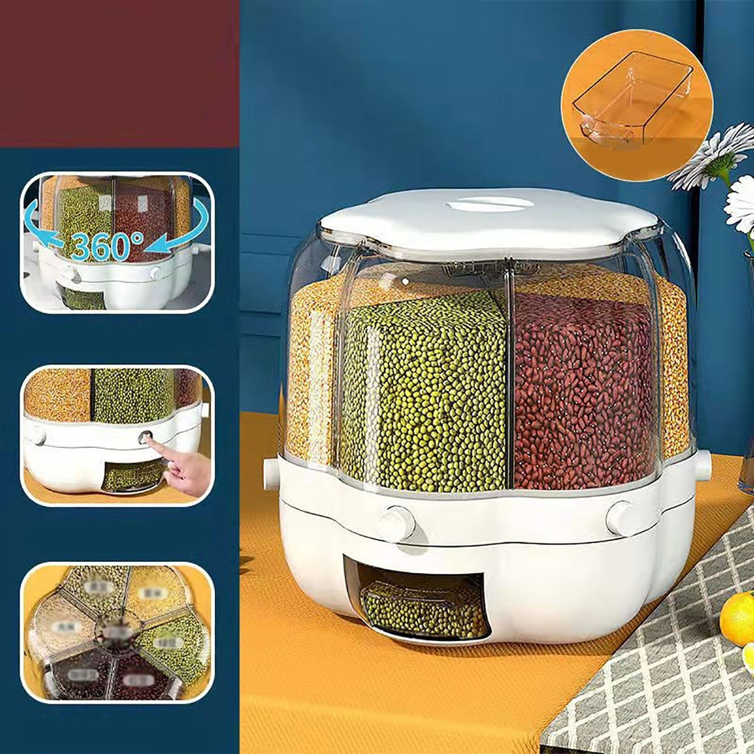 Lisslune | 6-Grid Rotating Grain Storage Dispenser