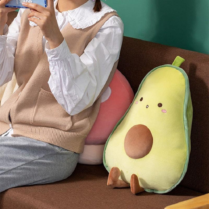 Lisslune | Shady Avocado and Banana Plush Pillow - 55 cm Soft Pillow for Kids