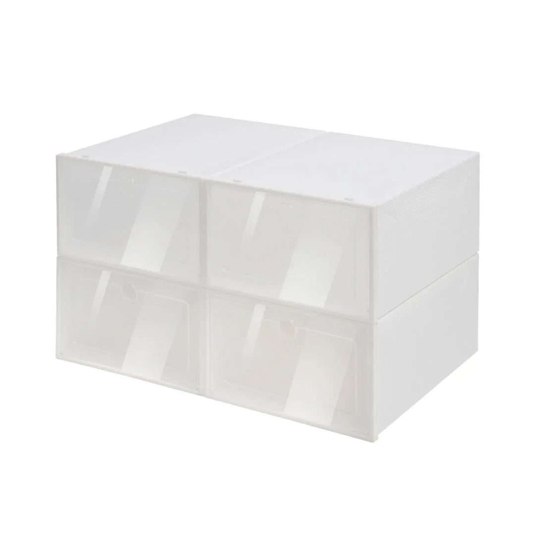 Lisslune | SHOEBOX STORAGE SET – 24 stackable & transparent shoe boxes for space-saving organization & clear overview