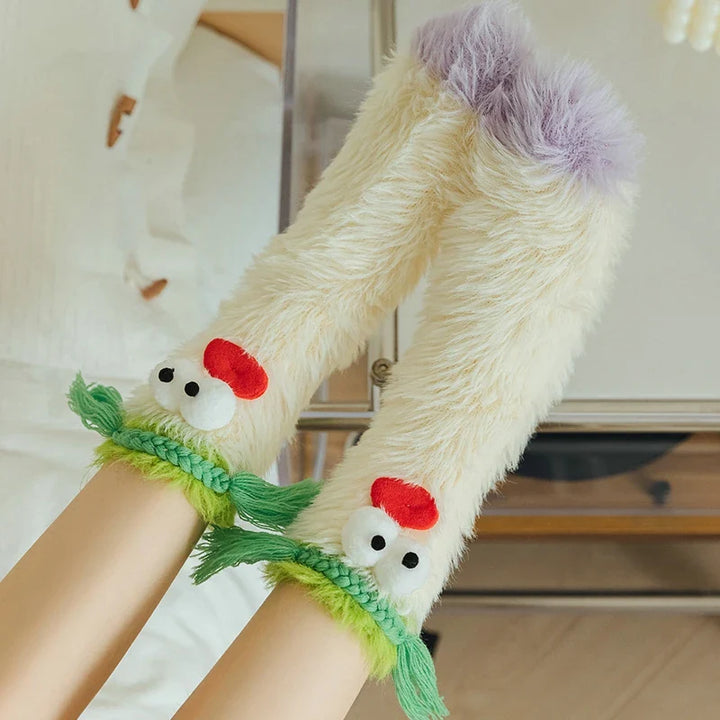 Lisslune | Fluffy Cartoon Women's Socks with Face