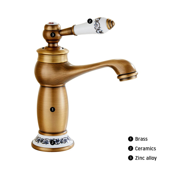 Lisslune | HeritageFlow – Vintage Bronze Faucet with Porcelain Handle