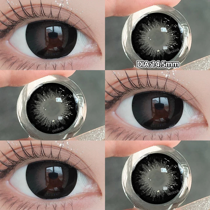 Rynx | 2PCS Large Gray Contact Lenses for Eyes Myopia Color Lens Natural Brown Pupils Gradient Contact Lens Black Lens