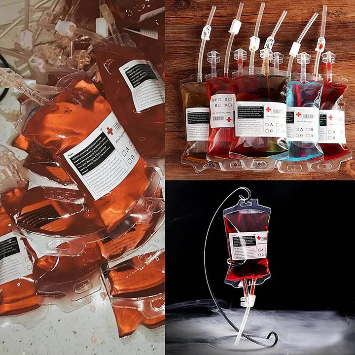 Rynx | 10 pcs./lot 350ml Halloween blood bags for drinks PVC drinking bags vampire theme party props horror man Halloween party accessories