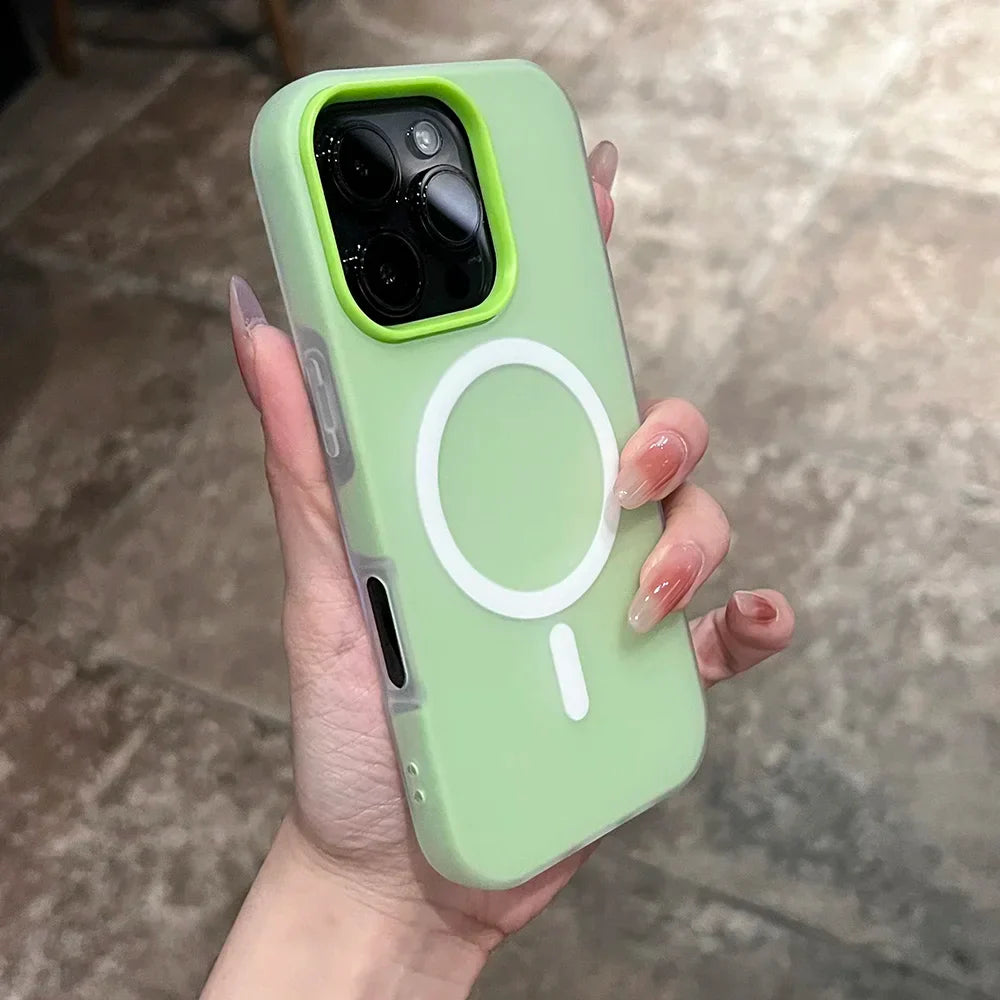 Lisslune | Weiche Gummi-Gummi-Bonbons Farbe Für Magsafe Telefonhülle Für iPhone 16 15 14 13 12 11 Pro Max Plus Drahtloses Laden 2 IN 1 Hülle