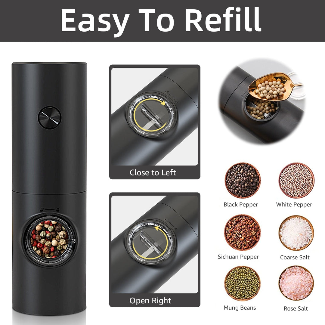 Lisslune | Electric automatic pepper and salt mill with LED light and adjustable grind - Perfect for the kitchen or the restaurant