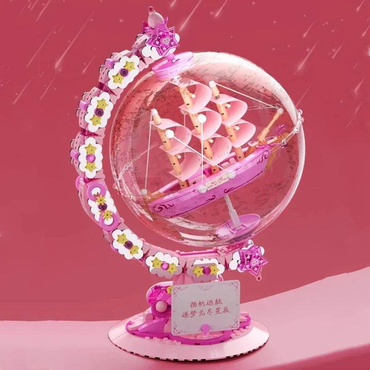 Lisslune | Fantasy Dream Pink Sailboat Globe Decor