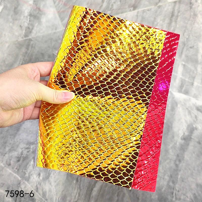 Lisslune | Iridescent Rainbow Snake Skin Holographic PVC Craft Fabric - Perfect for Artistic Creations