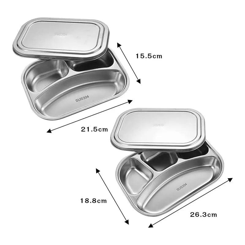 Lisslune | Partitioned Stainless Steel Lunch Plate Set - Elevate Your Dining Experience