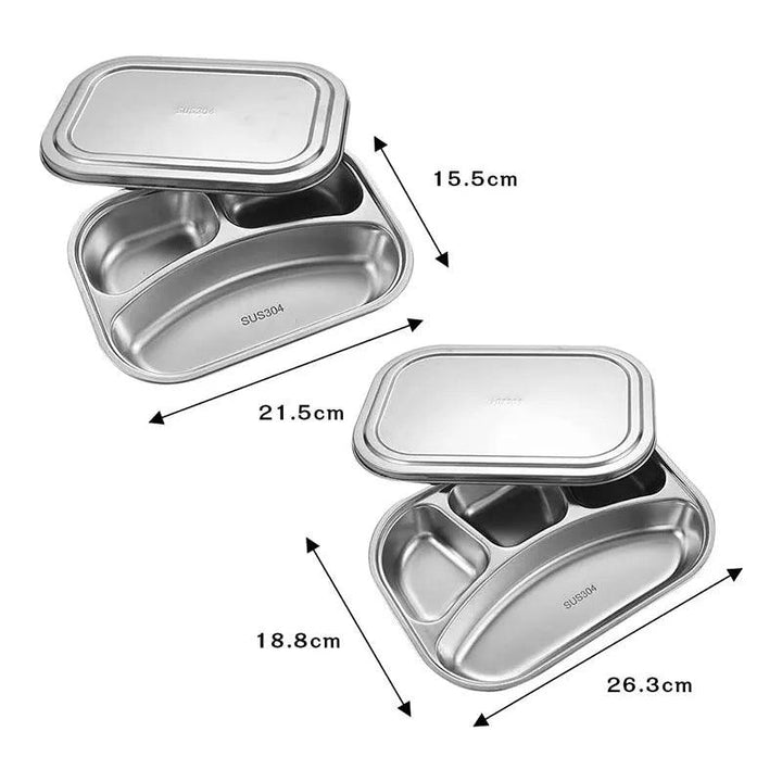 Lisslune | Partitioned Stainless Steel Lunch Plate Set - Elevate Your Dining Experience