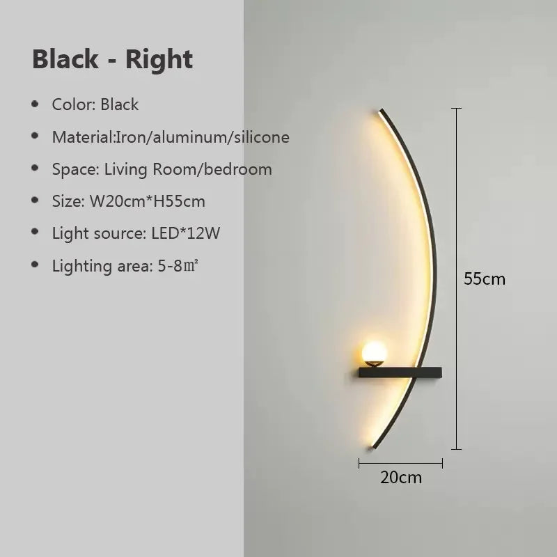 Lisslune | Contemporary Edge Wall Lamp – Black & Gold Indoor/Outdoor Lighting for Modern Spaces