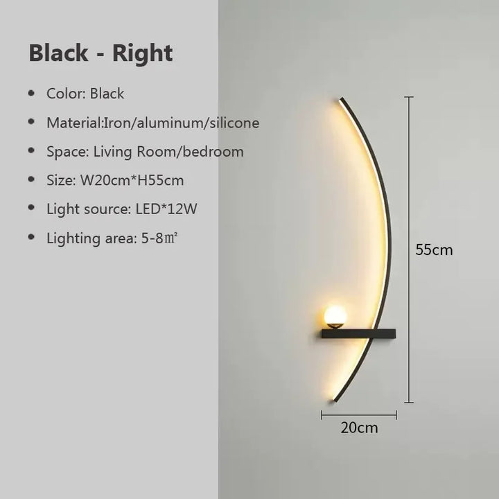 Lisslune | Contemporary Edge Wall Lamp – Black & Gold Indoor/Outdoor Lighting for Modern Spaces