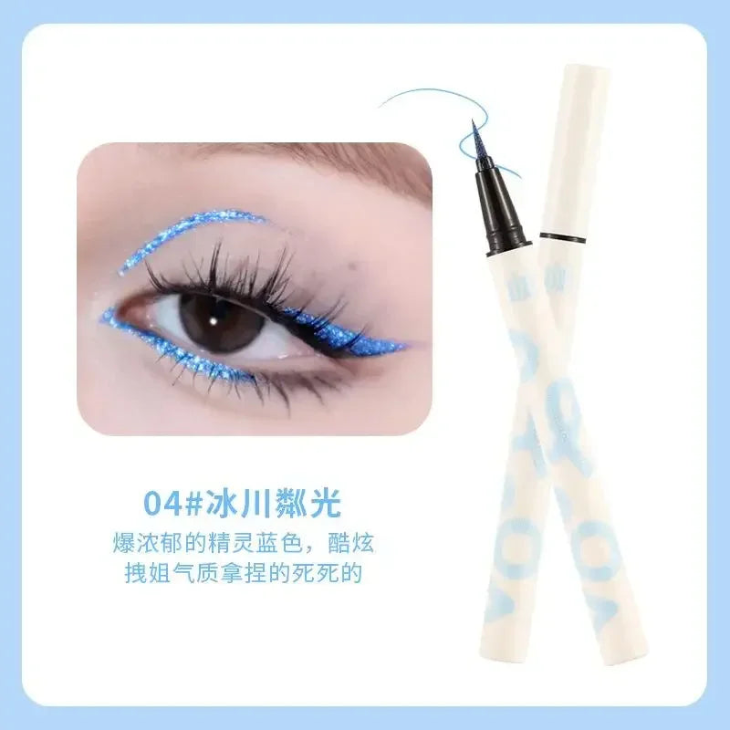 Rynx | Glitter Liquid Eyeliner Pen Waterproof Purple Pink Blue Eye Liner Pen Long-lasting Quick Dry Eye Makeup Cosmetics