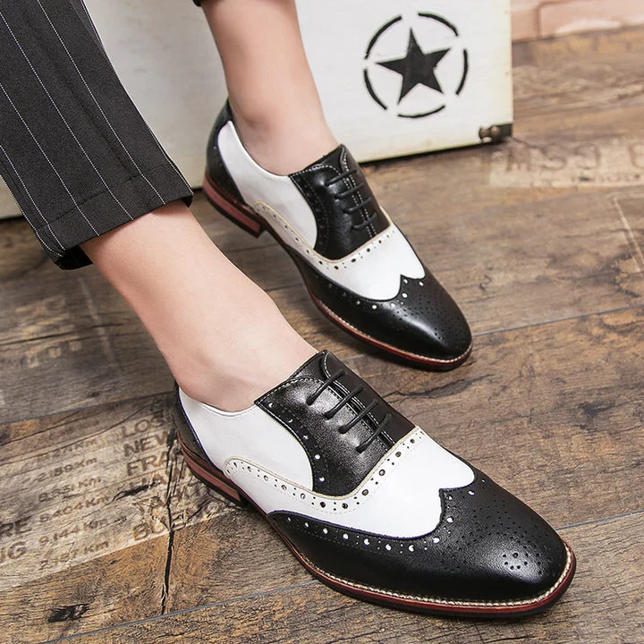 Lisslune | Men's Luxury Shoes Brogue Lace-up Casual British Style Contrast Color Oxford Office