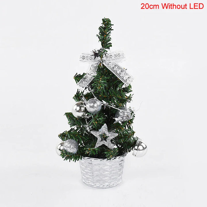 Rynx 20/30cm Artificial Christmas Tree Table Ornament with LED Light Balls Christmas Decoration for Home New Year Gift Mini